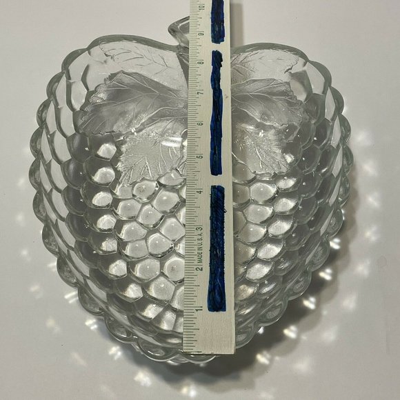 10”  raspberry blackberry Berry shaped bowl candy salad dish clear Textured Leaf - Picture 3 of 8